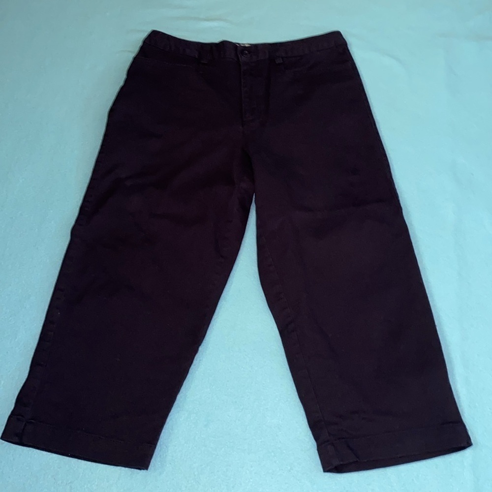 HAVANA JACKS CAFE Stretch capris navy button zipper closure mid rise size 12